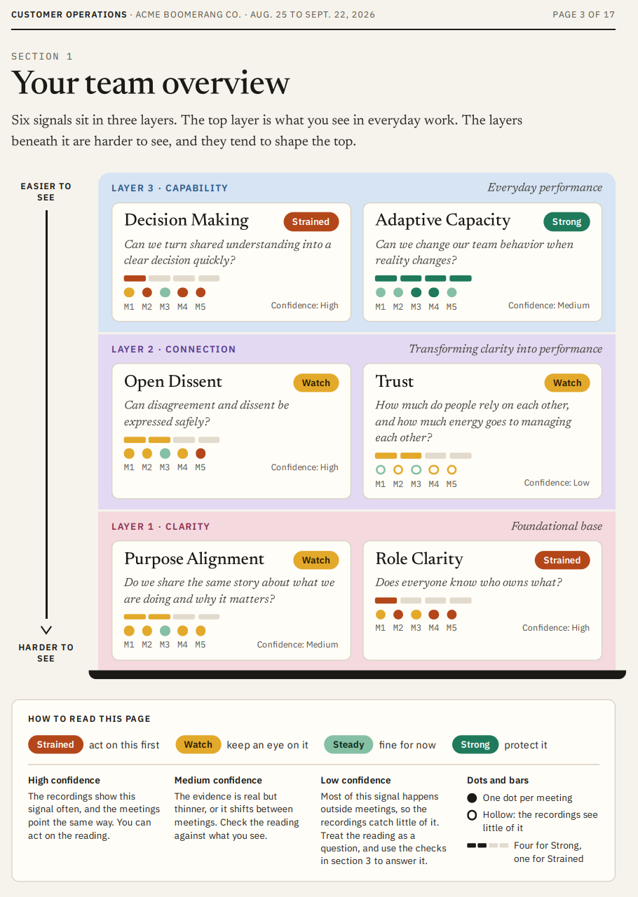 Sample LeadUp team overview report